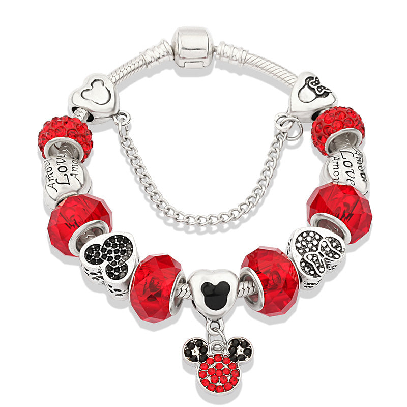 Cute Red Enamel Princess Dress Minnie Bracelet