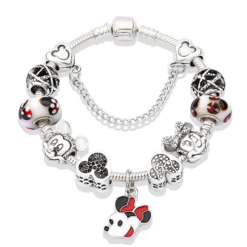 Cute Red Enamel Princess Dress Minnie Bracelet