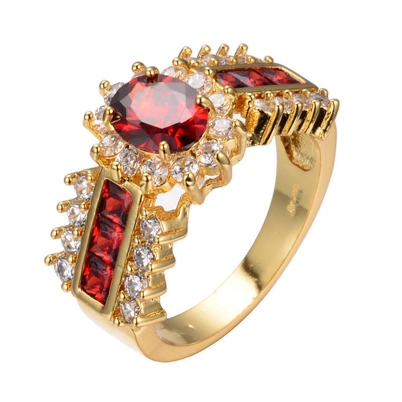 Gothic Skull Hand Holding Peach Heart Zircon Ring