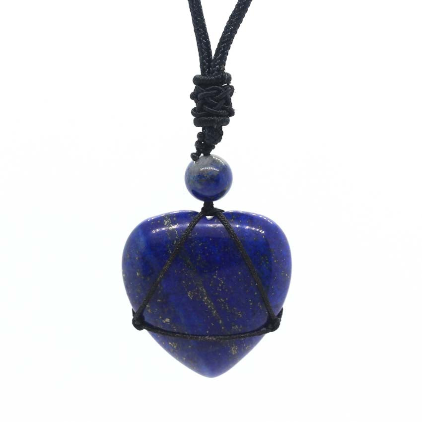 Crystal Quartz Reiki Rope Wrapped Stone Necklace