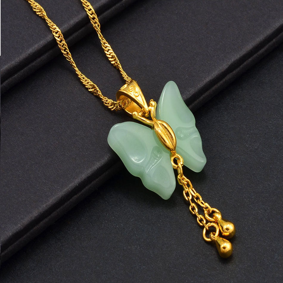 The butterfly Necklaces for Women Green