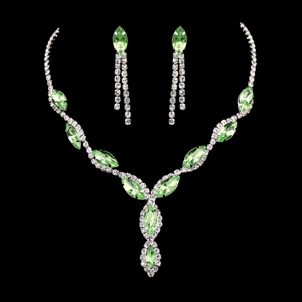 Fashion Pink Crystal Prom Wedding Jewelry Sets