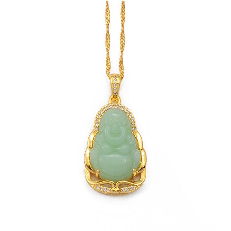 Green Blue Pink White Buddha Pendant Necklaces