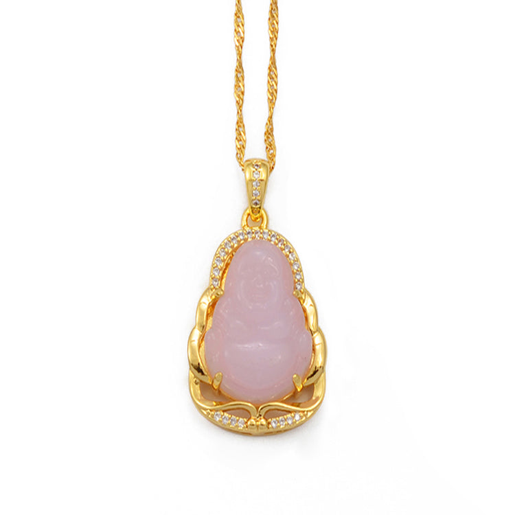 Green Blue Pink White Buddha Pendant Necklaces
