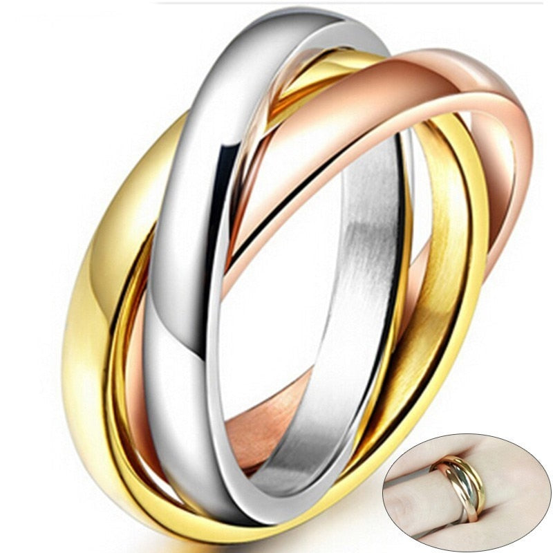 Love Faith Hope Triple Interlocked Engagement Rings for Women