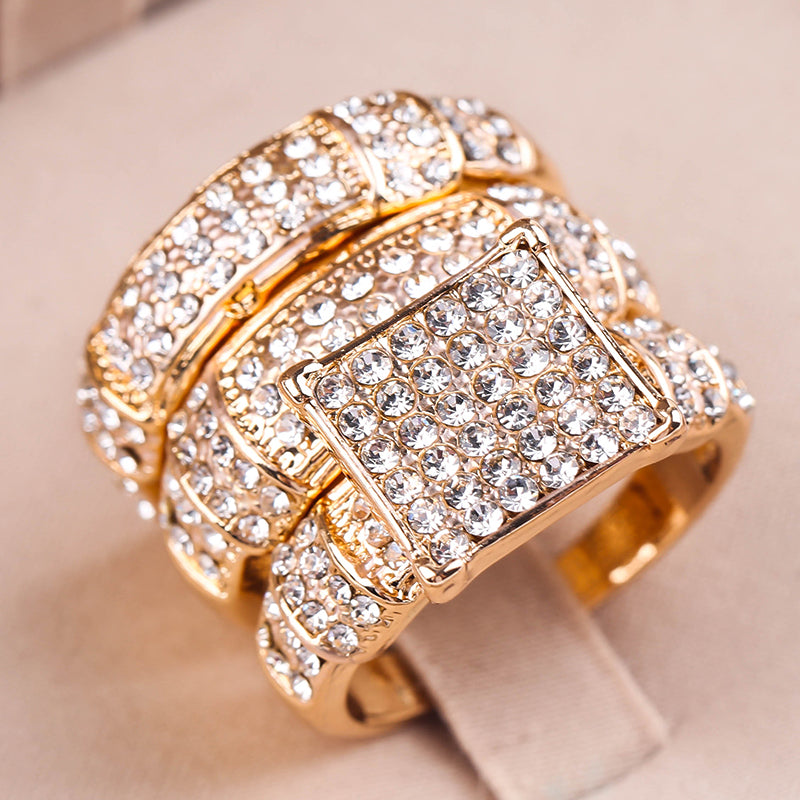 Punk Domineering Crystal Gothic Gold Color Finger Rings