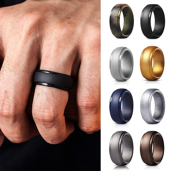 Anillos deportivos flexibles de silicona antibacteriana e hipoalergénicos para hombre