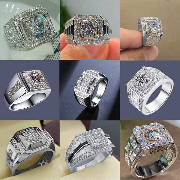 White Zircon Full Crystal Rings For Women Men Hip Hop Engagement Ring