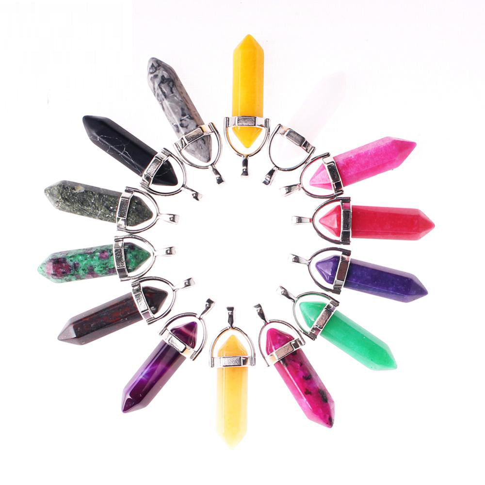 Mixed Pillar Bullet Charms Chakra Pendulum