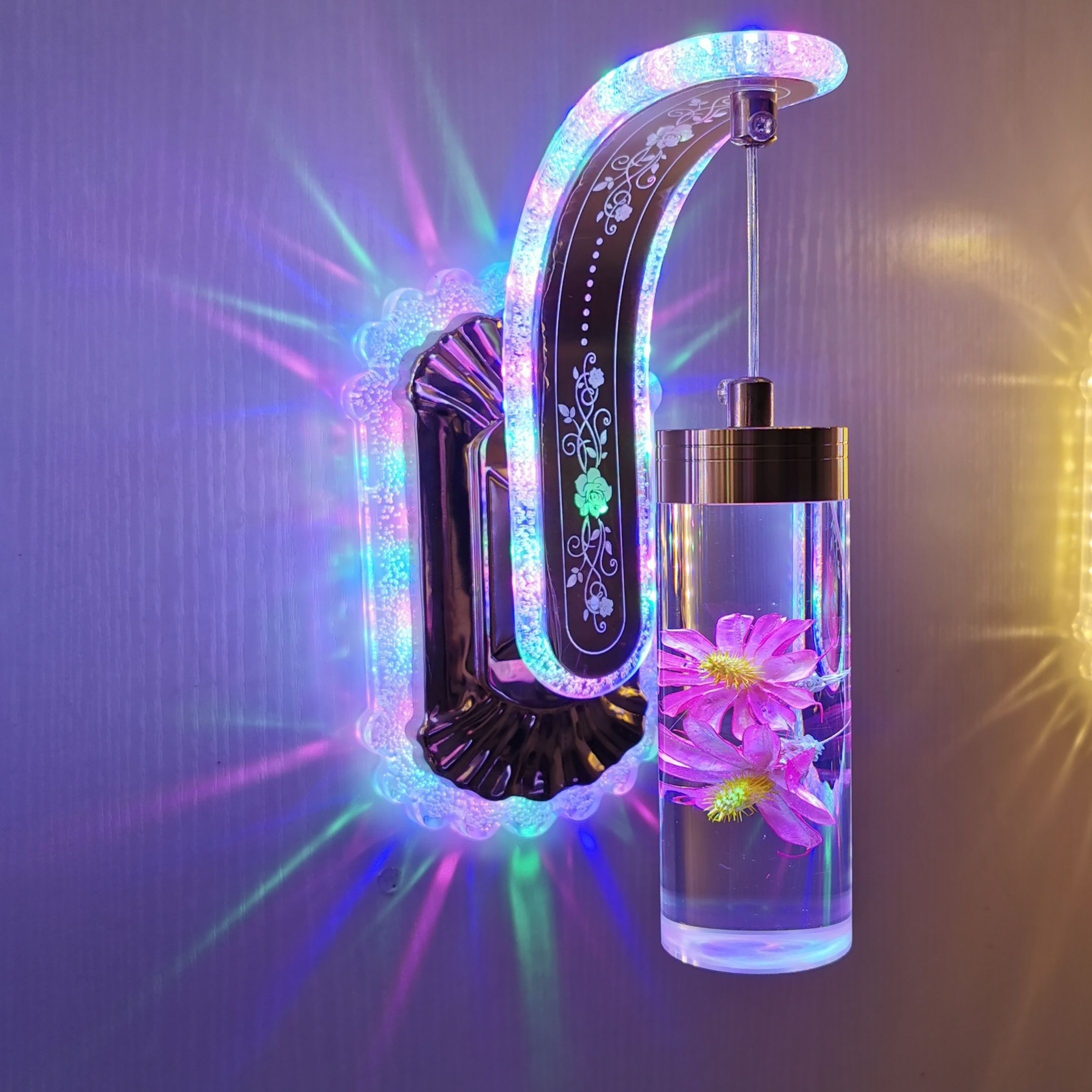 New Led Wall Light  Real flower Crystal Amber Bedside Wall Lamp