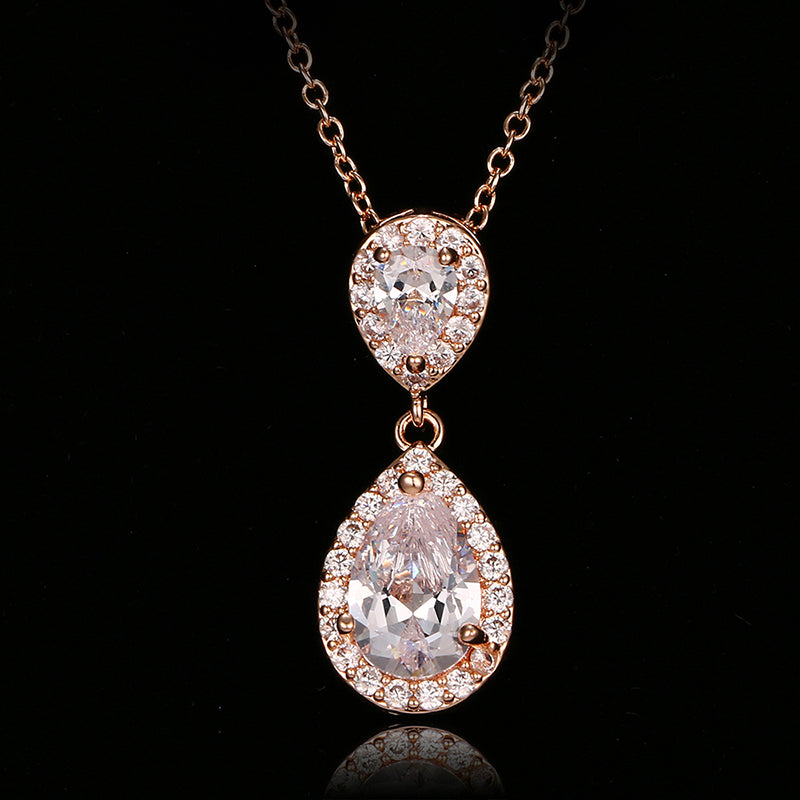 Luxury Double Drop Water Zirconia Jewelry Sets