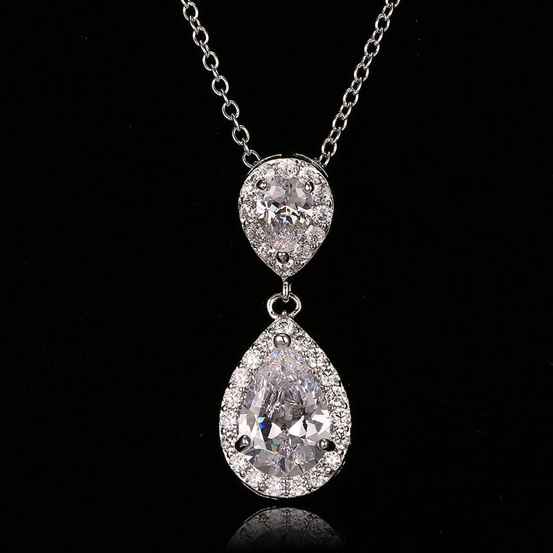 Luxury Double Drop Water Zirconia Jewelry Sets