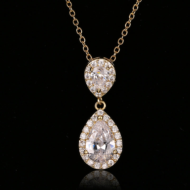 Luxury Double Drop Water Zirconia Jewelry Sets