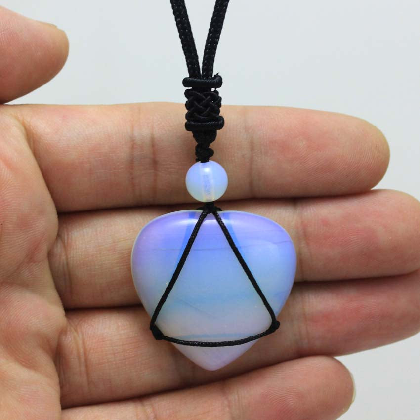 Crystal Quartz Reiki Rope Wrapped Stone Necklace