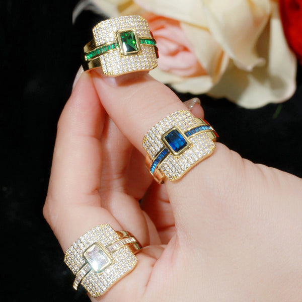 Large Full Paving Cubic Zirconia Engagement Rings