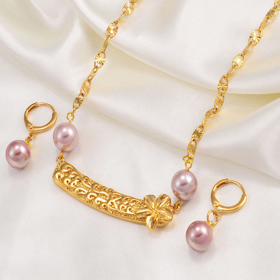 Hawaiian Pearl   Charm Pendant Necklaces Earrings Jewelry sets