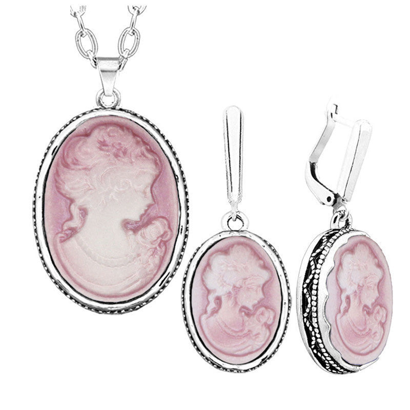 Vintage Necklace Earrings  Flower Pendant Fashion Party Sets