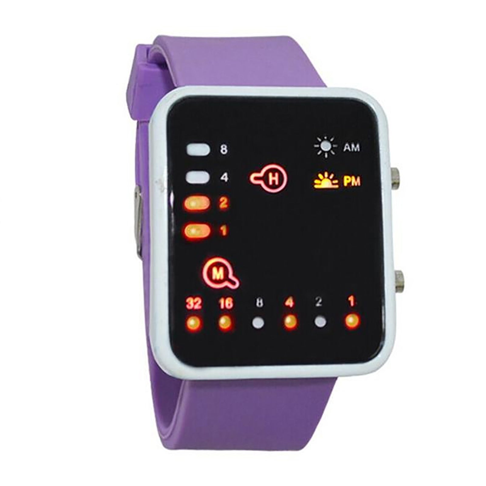 Binary Number Blue LED Wristwatches Silicone Band Quartz Wrist Watch