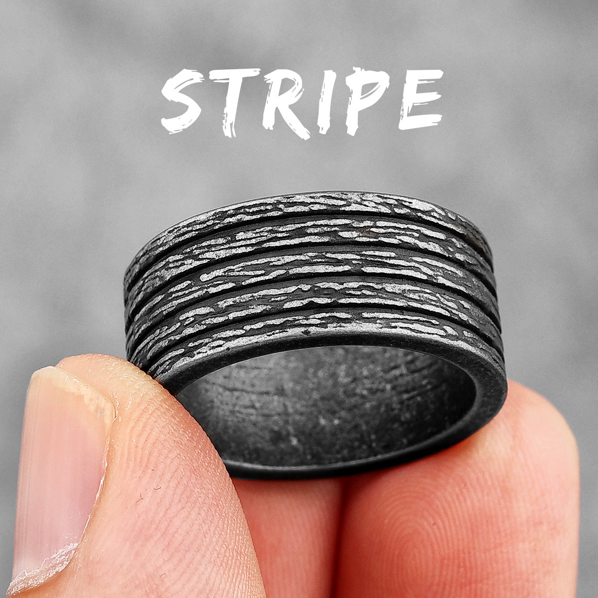 Charm Trendy Simple Vintage Black Stainless Steel  Rings