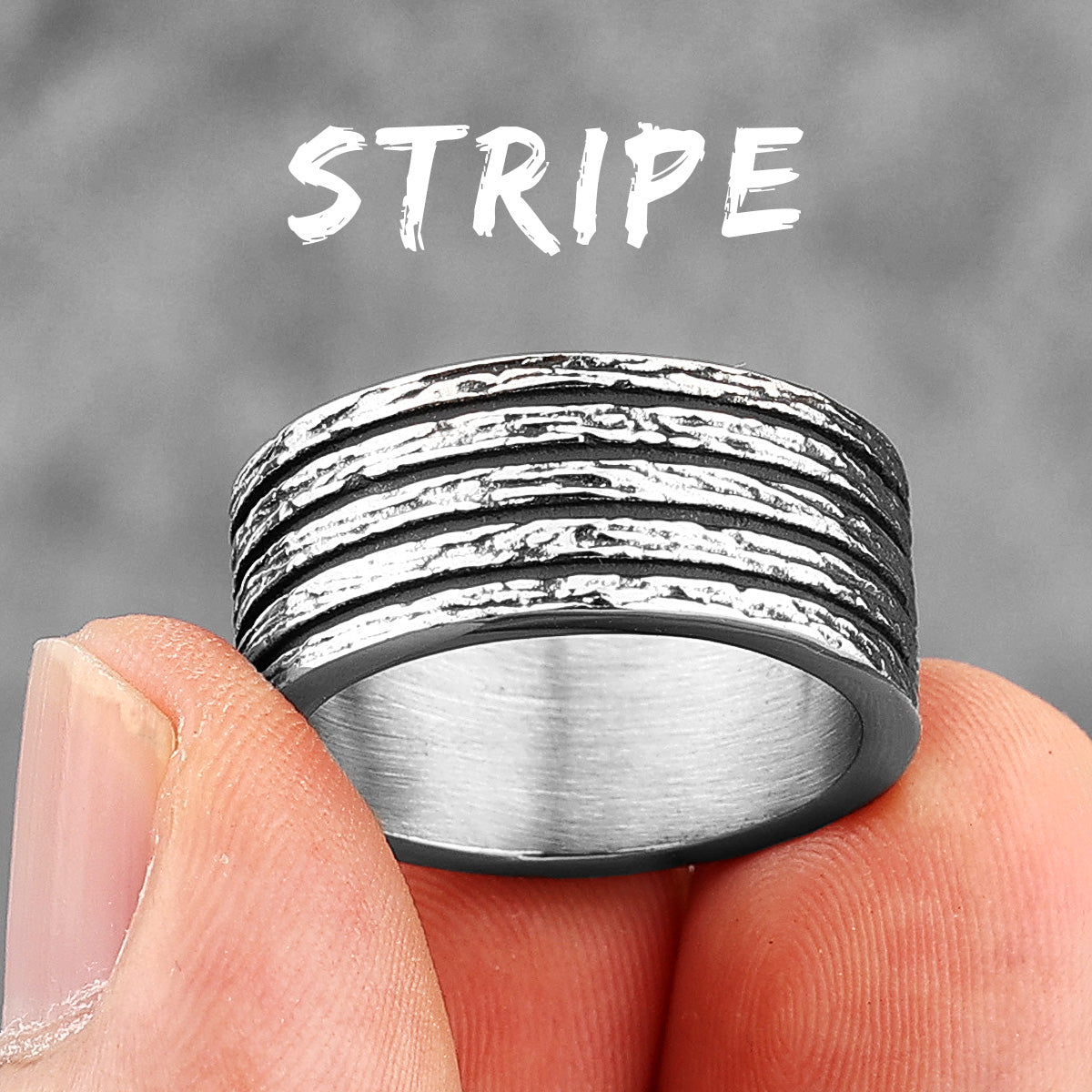 Charm Trendy Simple Vintage Black Stainless Steel  Rings
