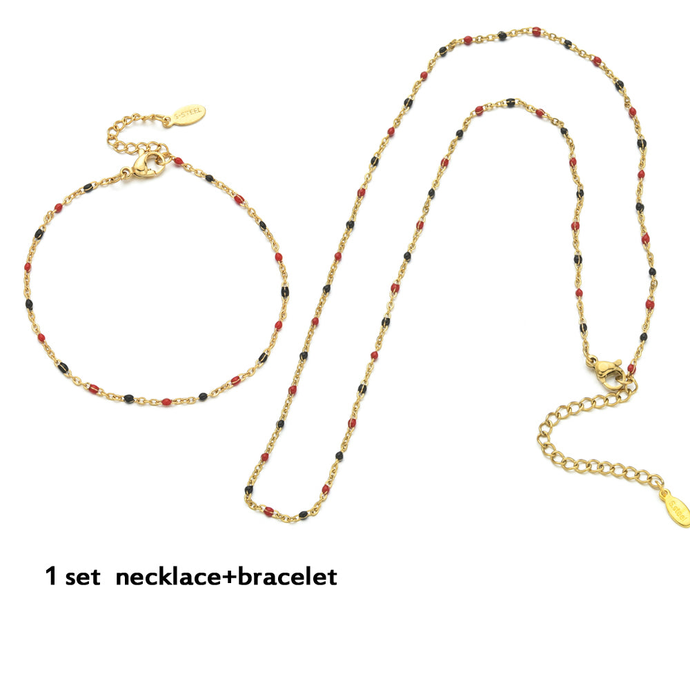 Golden Color Link Chain Beads Ladies Jewelry Set