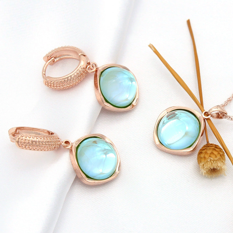 Elegant Round Colorful Crystal Dangle Earrings Jewelry Sets