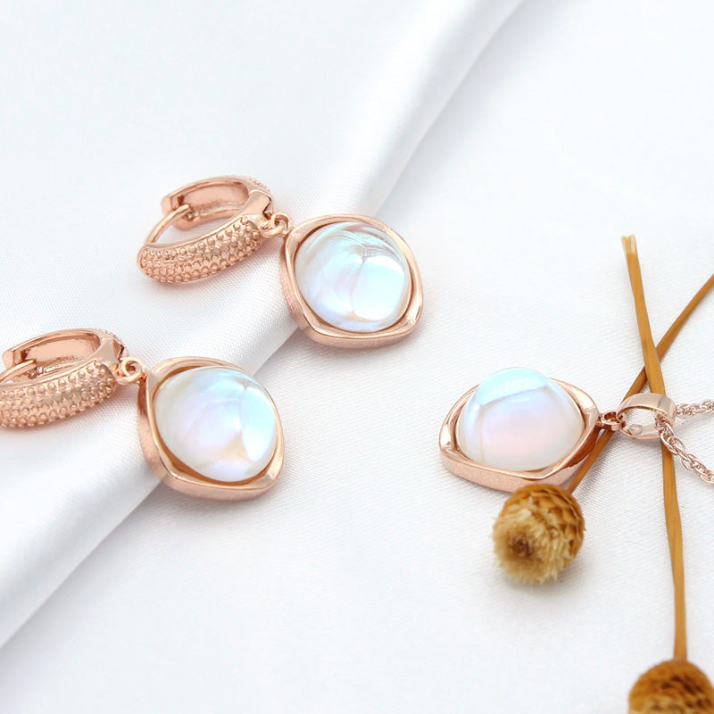 Elegant Round Colorful Crystal Dangle Earrings Jewelry Sets