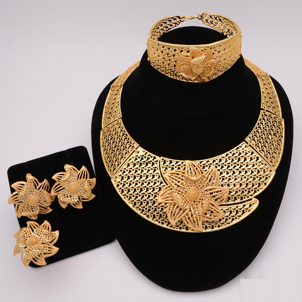 African Designer Necklace Ring Earring Wedding Accessories Sets