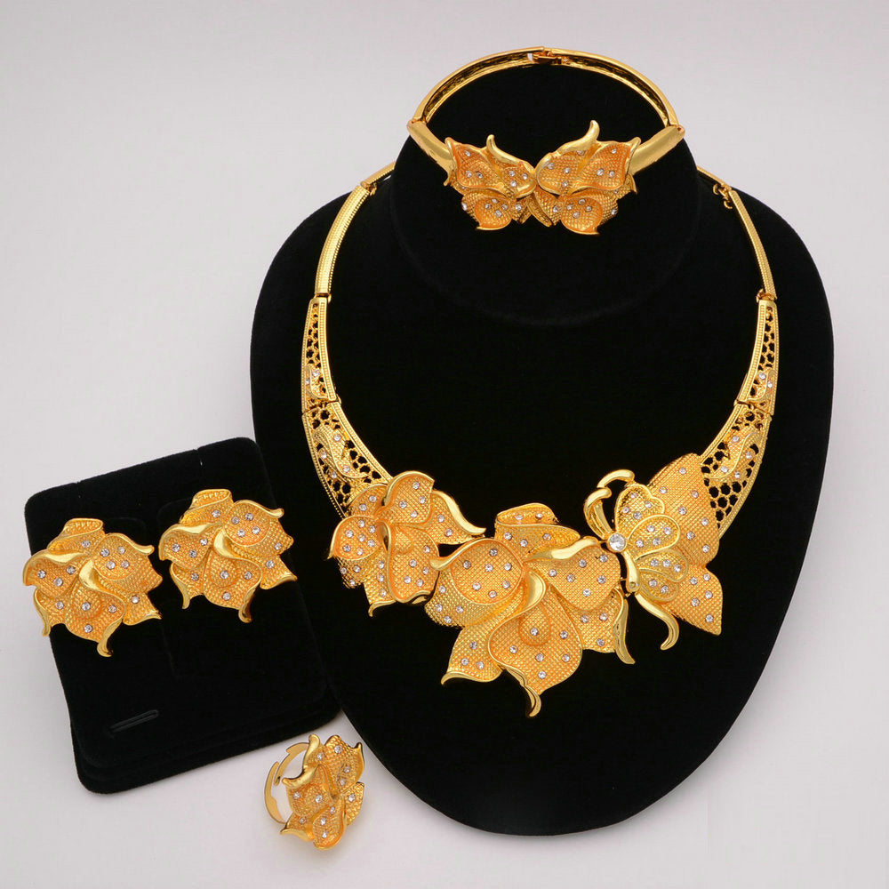 African Designer Necklace Ring Earring Wedding Accessories Sets