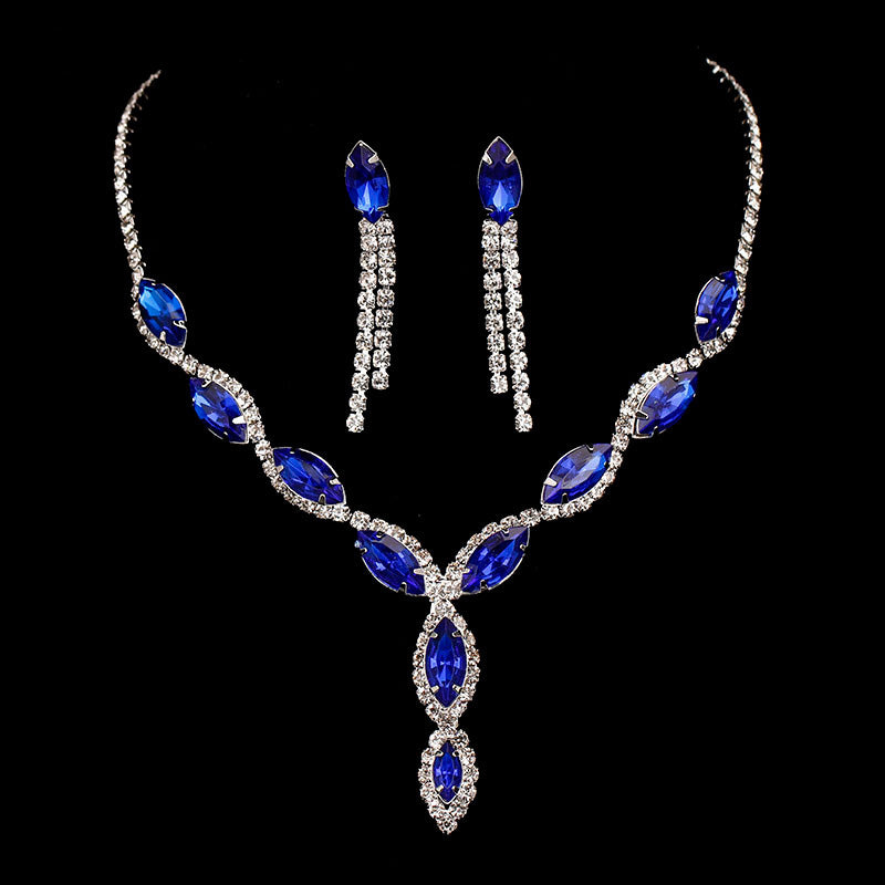 Fashion Pink Crystal Prom Wedding Jewelry Sets