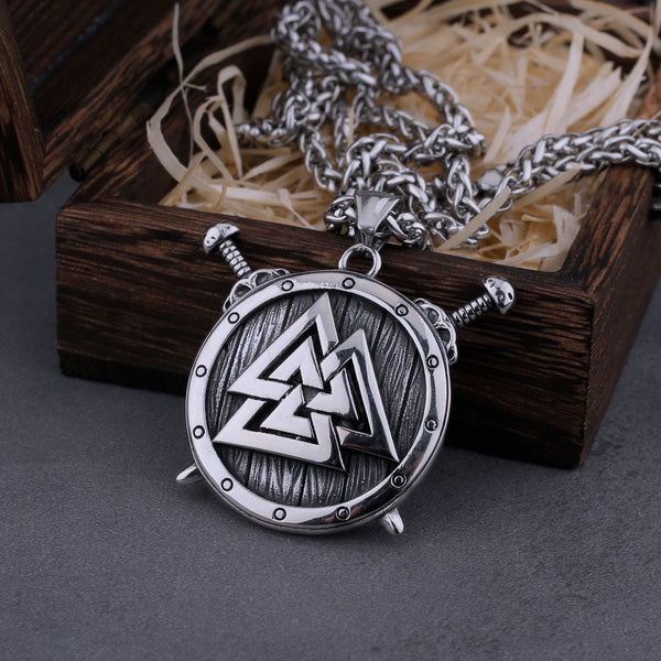 Colgante amuleto de runas de Valknut de la Trinidad de moda vikinga nórdica para hombre