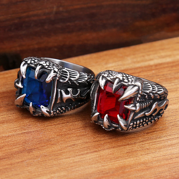 Anillo vikingo vintage con garra de dragón para hombre
