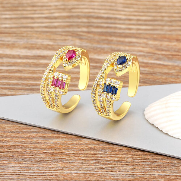 Anillos de circonita ajustables y abiertos para mujer, de alta calidad y con nuevo temperamento.