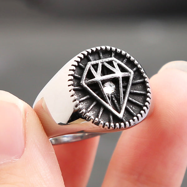 Anillo geométrico de acero inoxidable de nuevo diseño para hombres y mujeres.