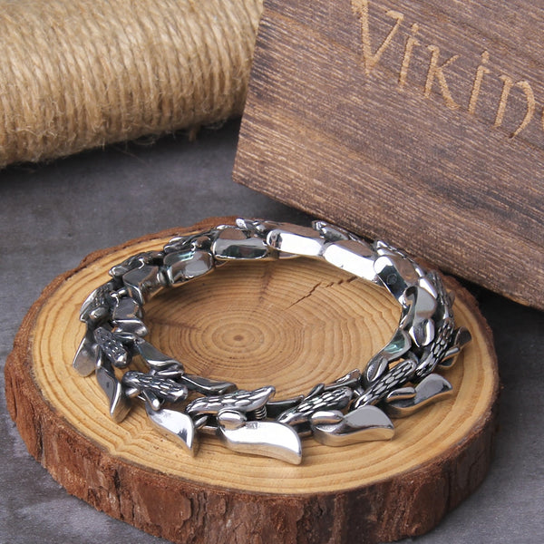 Nueva pulsera punk vintage vikinga Ouroboros para hombre