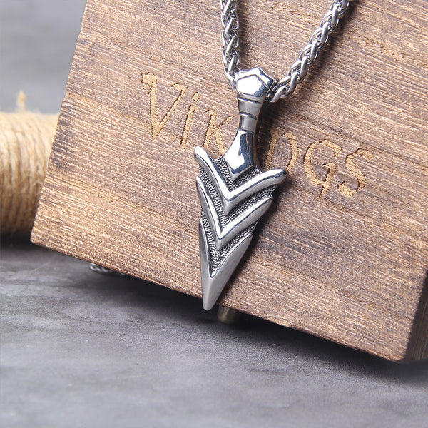 Collar con colgante vikingo retro de acero inoxidable con la lanza de Odín y Gungnir de la mitología nórdica para hombre