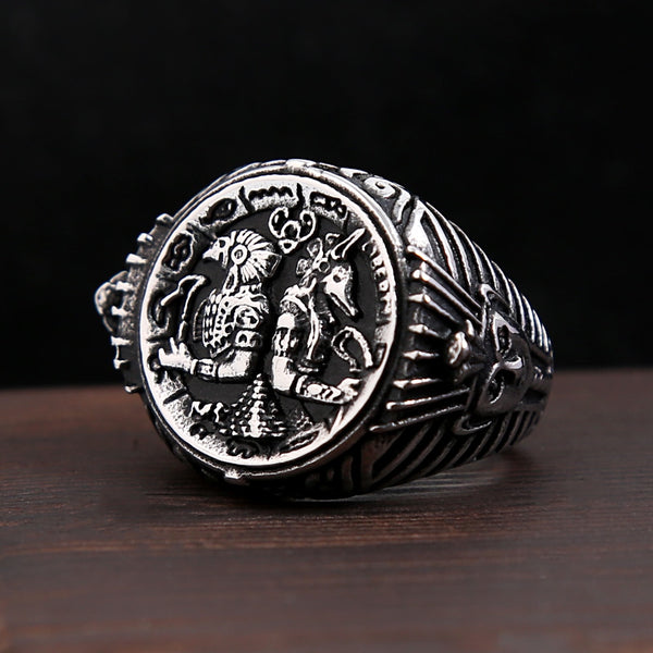 Anillo egipcio Anubis de acero inoxidable vintage de moda para hombre