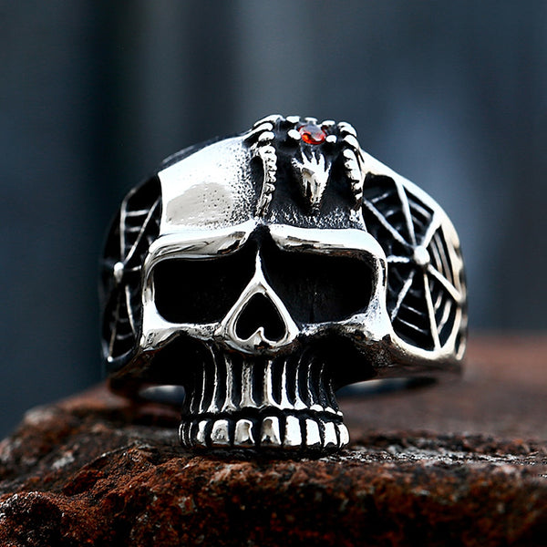 Anillos góticos de acero inoxidable con calavera para hombres y mujeres, diseño único, anillo de banda de motocicleta.
