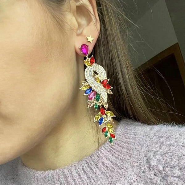 Fashion Pendant Earrings For Women Party Earrings Rhinestone Colorful Earrings