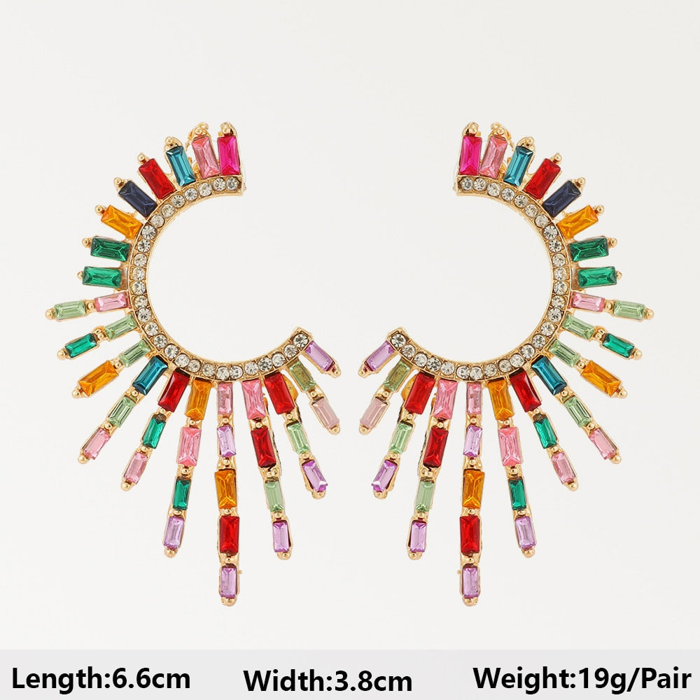 Summer Beach Beads Crystal Geometric Dangle Earrings For Women