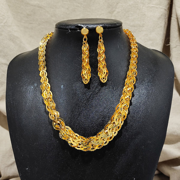 African Nigerian Gold Jewelry Set Stud Earring Necklace Gold Color Christmas