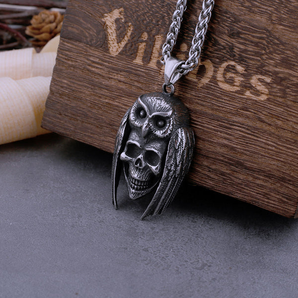 Collar vintage de calavera de búho para hombre, estilo neogótico, estilo hip hop, rock, hecho a mano, de alta calidad.