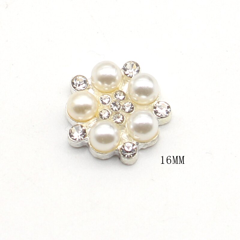 Alloy 10 Pieces/Lot 16mm Pearl Button Flat Bottom Decoration DIY Mixed Color  Accessories