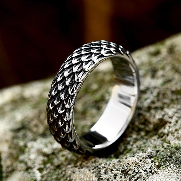 Anillos góticos vintage nórdicos vikingos con escamas de dragón para hombres y mujeres