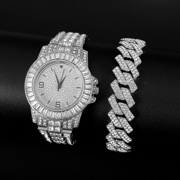Luxury Iced Out Watch Bracelet for Women Mens Watch