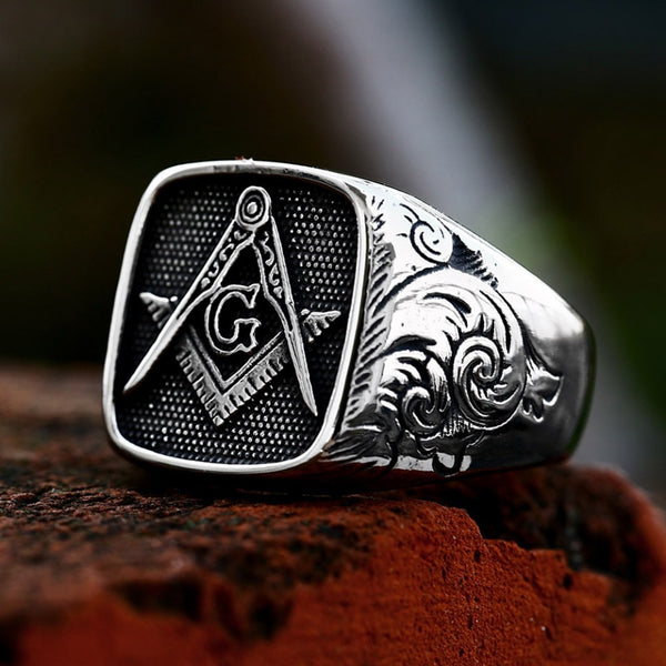 Anillos masónicos de acero inoxidable 316L vintage de moda, estilo punk, hip hop, amuleto religioso.