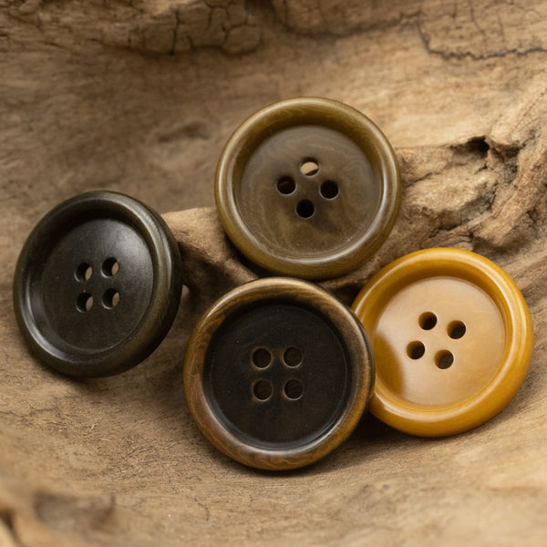 5pcs Orange Round Rim Corozo Buttons