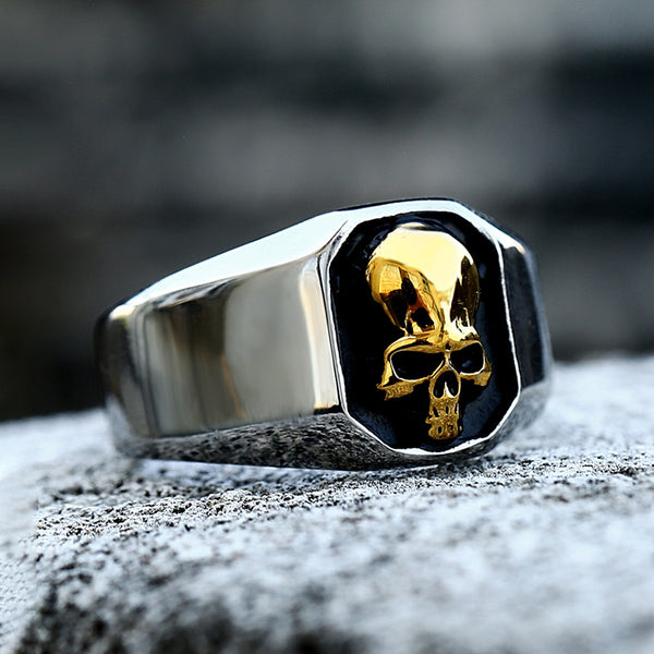 Anillo de calavera de esqueleto de acero inoxidable de alto brillo para hombres y mujeres