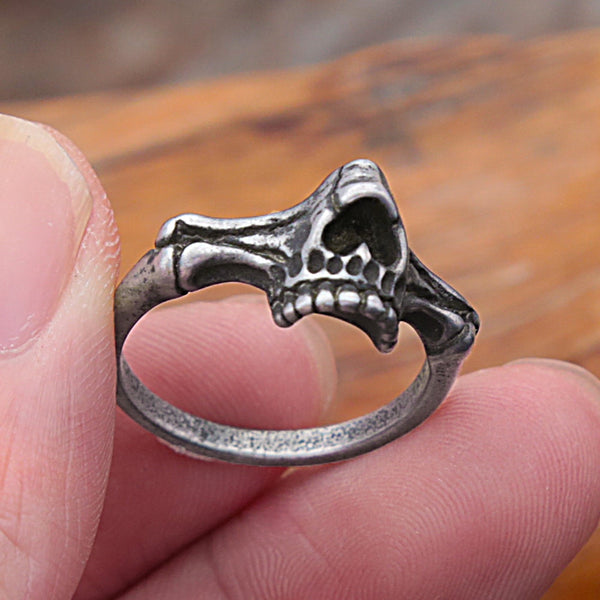 Anillo gótico de acero inoxidable con calavera para hombre, estilo punk, hip hop, sencillo, negro, para motociclista.