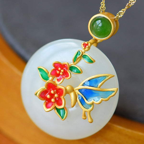 Collar redondo de jade natural de Hotan